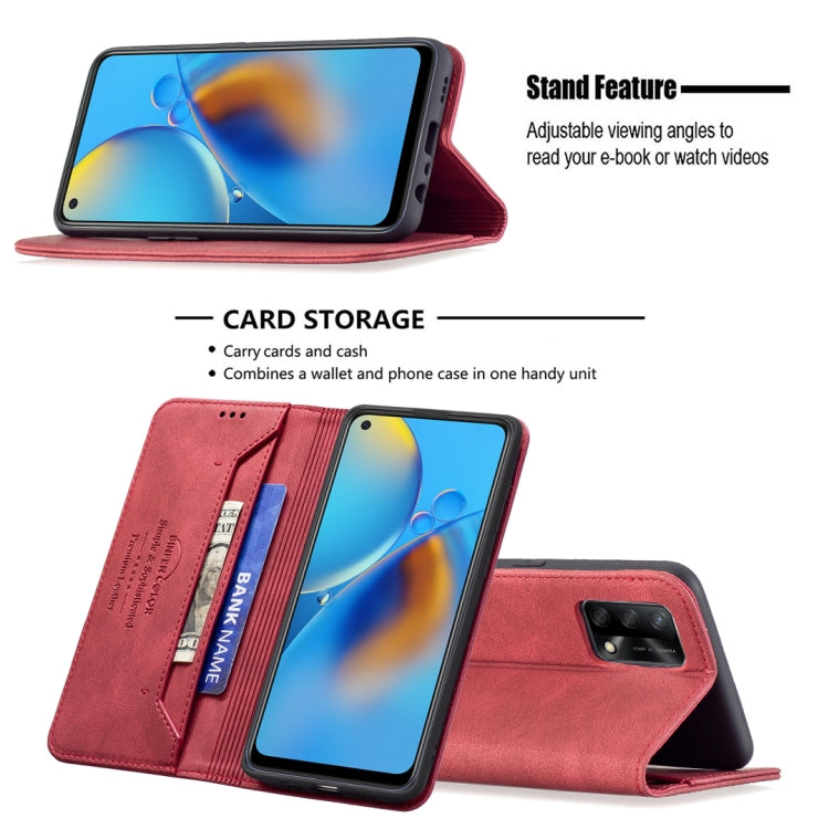 For OPPO A74 4G / F19 4G Magnetic RFID Blocking Anti-Theft Leather Case with Holder & Card Slots & Wallet