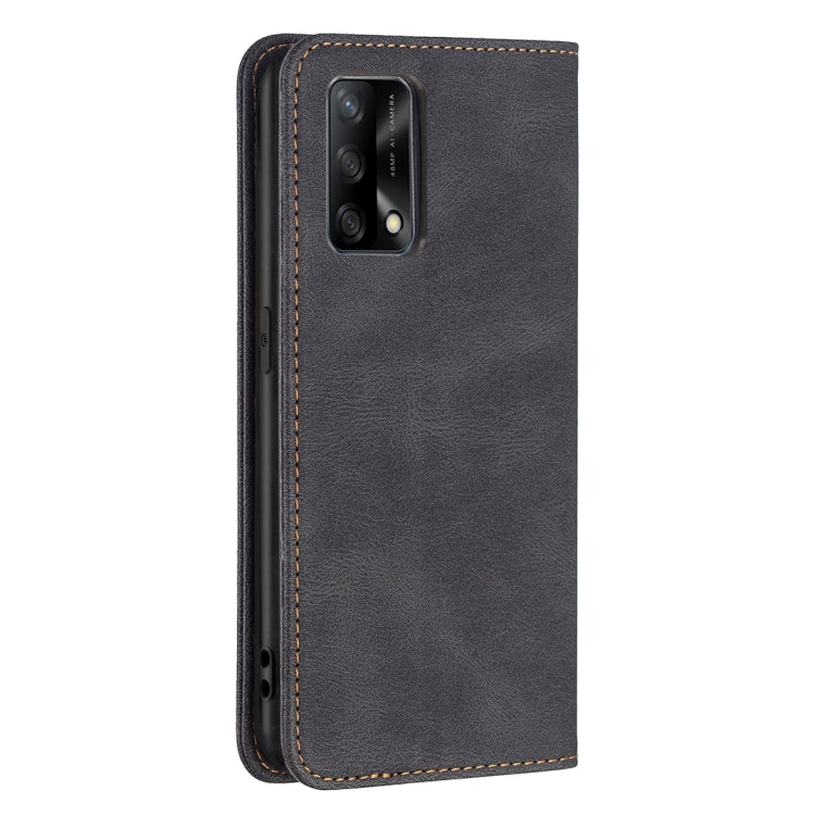 For OPPO A74 4G / F19 4G Magnetic RFID Blocking Anti-Theft Leather Case with Holder & Card Slots & Wallet