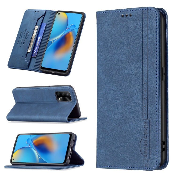 For OPPO A74 4G / F19 4G Magnetic RFID Blocking Anti-Theft Leather Case with Holder & Card Slots & Wallet