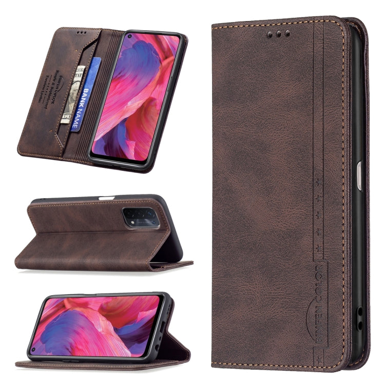 For OPPO A74 5G / A93 5G / A54 5G Magnetic RFID Blocking Anti-Theft Leather Case with Holder & Card Slots & Wallet
