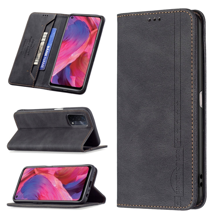 For OPPO A74 5G / A93 5G / A54 5G Magnetic RFID Blocking Anti-Theft Leather Case with Holder & Card Slots & Wallet