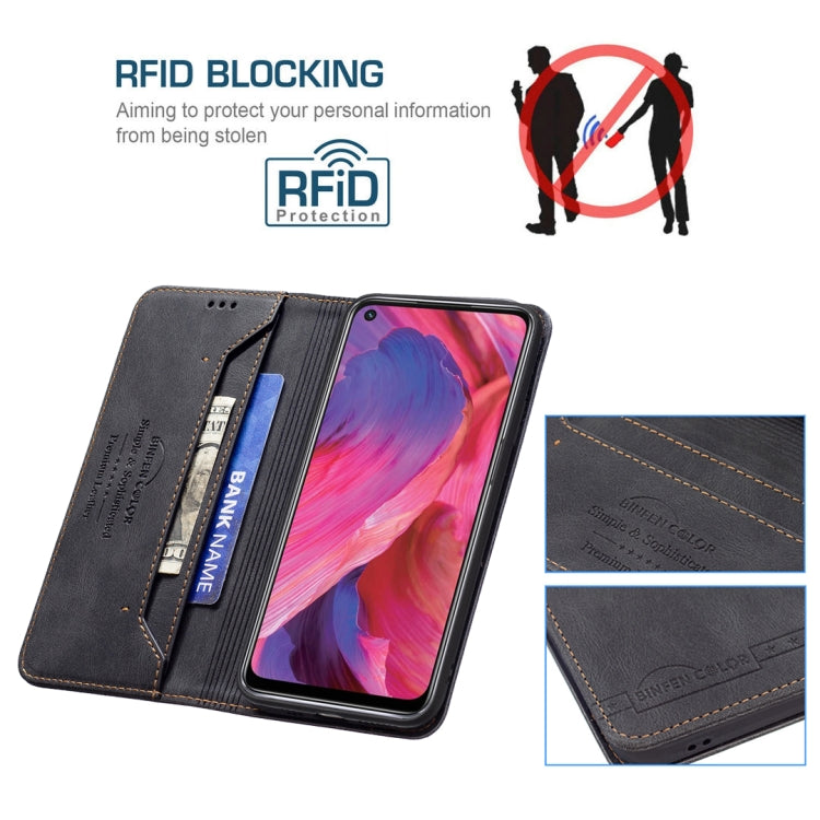 For OPPO A74 5G / A93 5G / A54 5G Magnetic RFID Blocking Anti-Theft Leather Case with Holder & Card Slots & Wallet