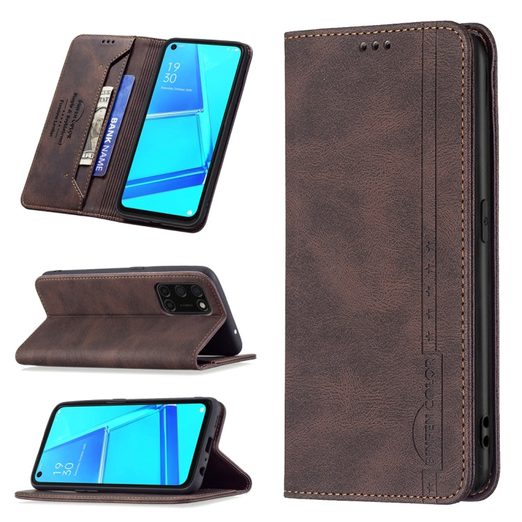 For OPPO A92 / A72 / A52 Magnetic RFID Blocking Anti-Theft Leather Case with Holder & Card Slots & Wallet