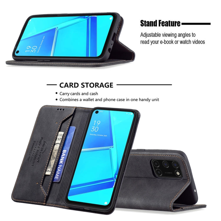 For OPPO A92 / A72 / A52 Magnetic RFID Blocking Anti-Theft Leather Case with Holder & Card Slots & Wallet