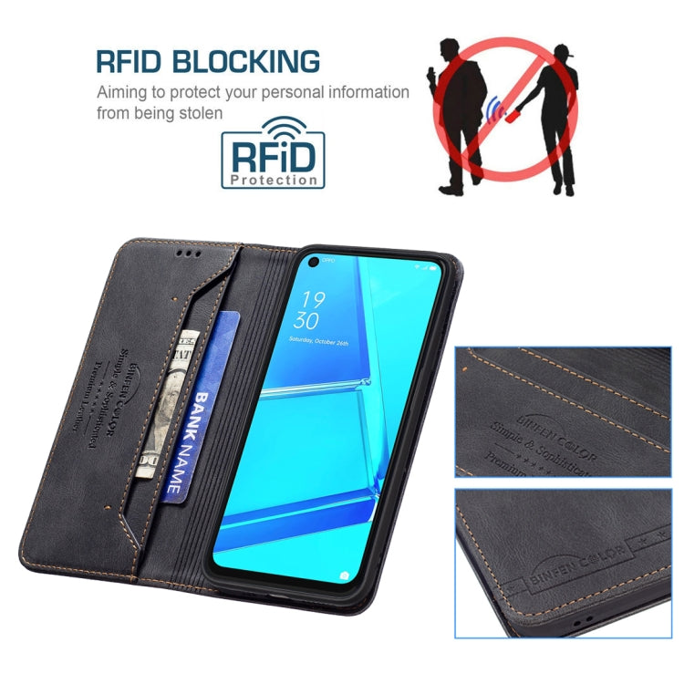 For OPPO A92 / A72 / A52 Magnetic RFID Blocking Anti-Theft Leather Case with Holder & Card Slots & Wallet