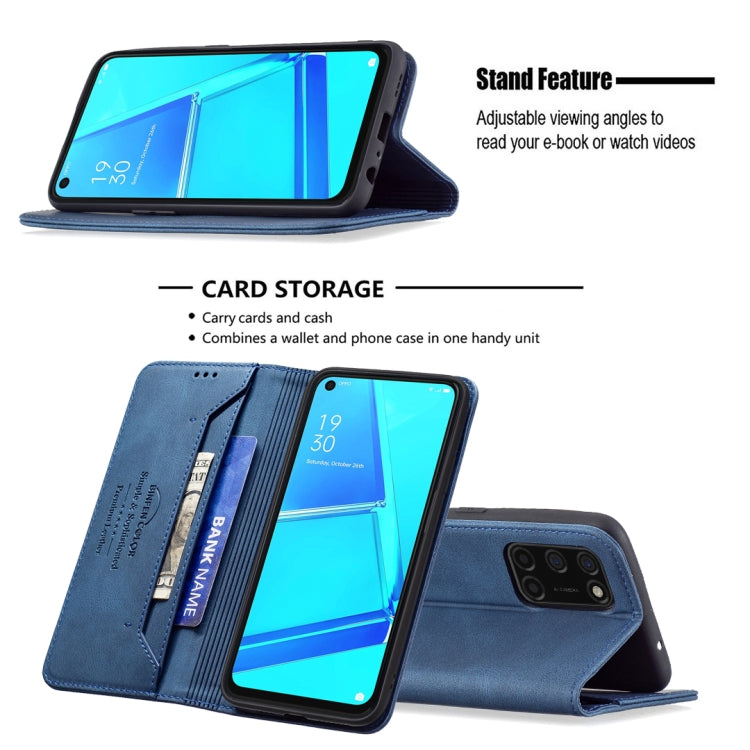 For OPPO A92 / A72 / A52 Magnetic RFID Blocking Anti-Theft Leather Case with Holder & Card Slots & Wallet