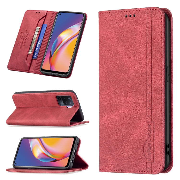 For OPPO A94 4G / Reno5 / F19 Pro Magnetic RFID Blocking Anti-Theft Leather Case with Holder & Card Slots & Wallet