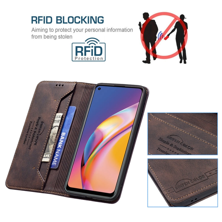For OPPO A94 4G / Reno5 / F19 Pro Magnetic RFID Blocking Anti-Theft Leather Case with Holder & Card Slots & Wallet