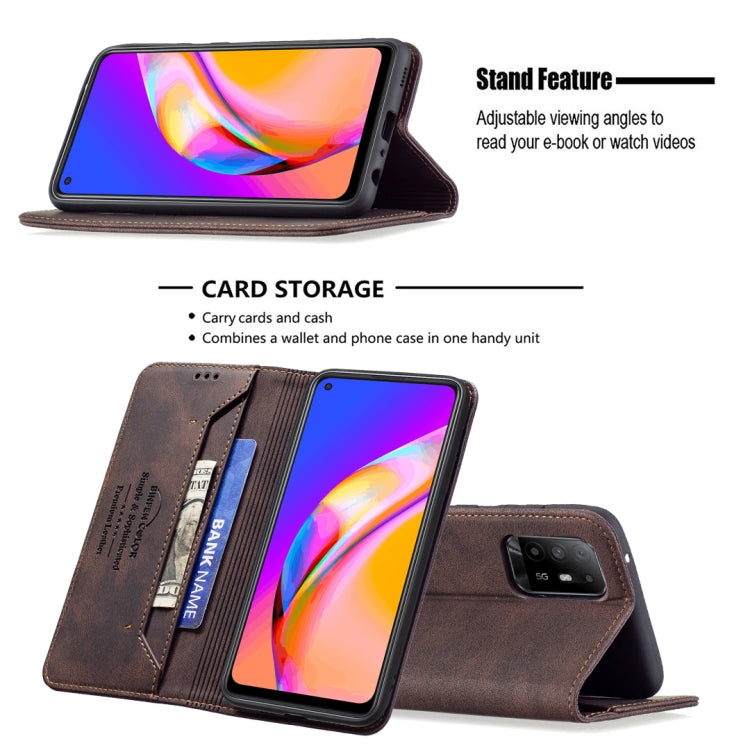 For OPPO A94 5G/F19 Pro Plus/Reno5 Z 5G Magnetic RFID Blocking Anti-Theft Leather Case with Holder & Card Slots & Wallet