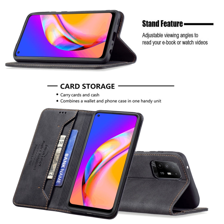 For OPPO A94 5G/F19 Pro Plus/Reno5 Z 5G Magnetic RFID Blocking Anti-Theft Leather Case with Holder & Card Slots & Wallet