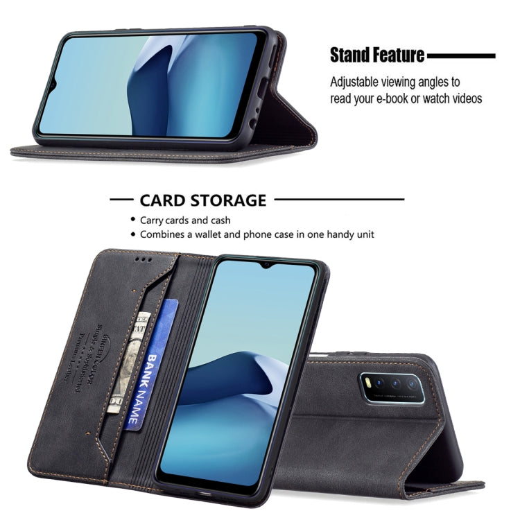For vivo Y20 Magnetic RFID Blocking Anti-Theft Leather Case with Holder & Card Slots & Wallet