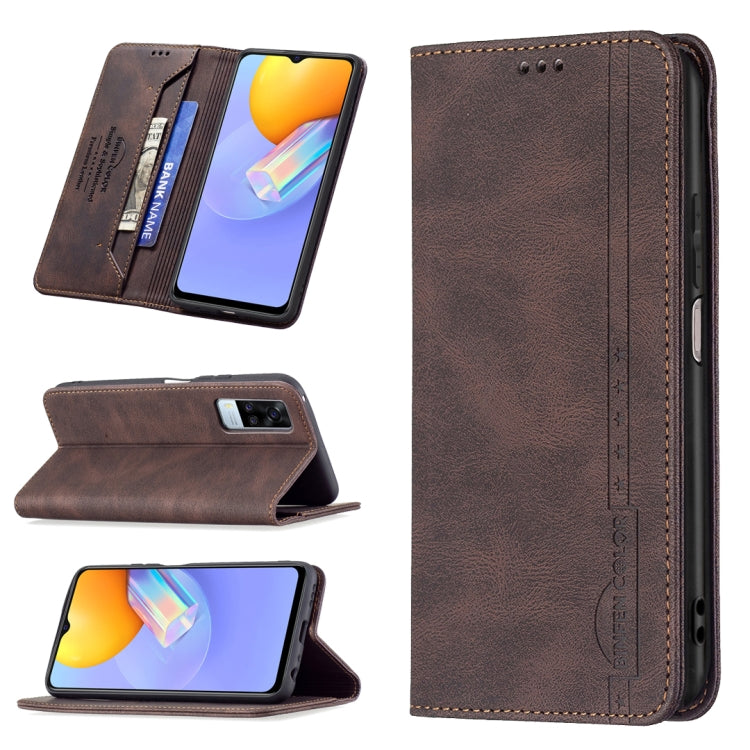 For vivo Y51 2020 / Y51a / Y51s Magnetic RFID Blocking Anti-Theft Leather Case with Holder & Card Slots & Wallet