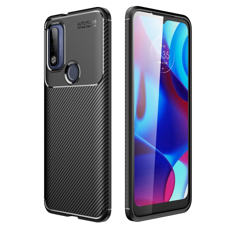 For Motorola Moto G Pure Carbon Fiber Texture Shockproof TPU Case