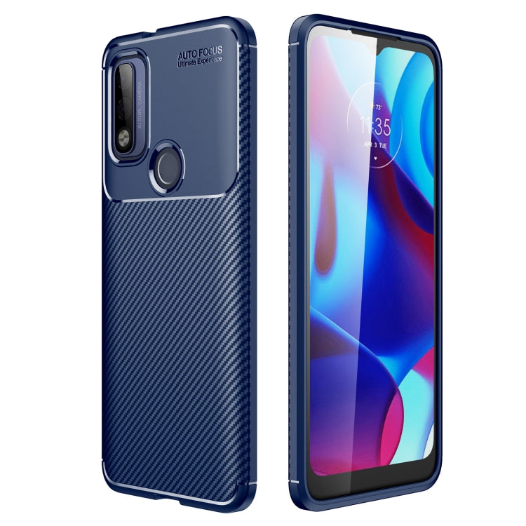 For Motorola Moto G Pure Carbon Fiber Texture Shockproof TPU Case