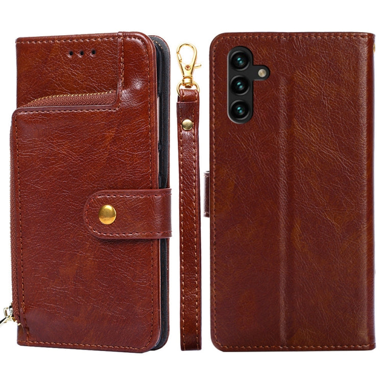 For Samsung Galaxy A13 5G Zipper Bag PU + TPU Horizontal Flip Leather Case with Holder & Card Slot & Wallet & Lanyard