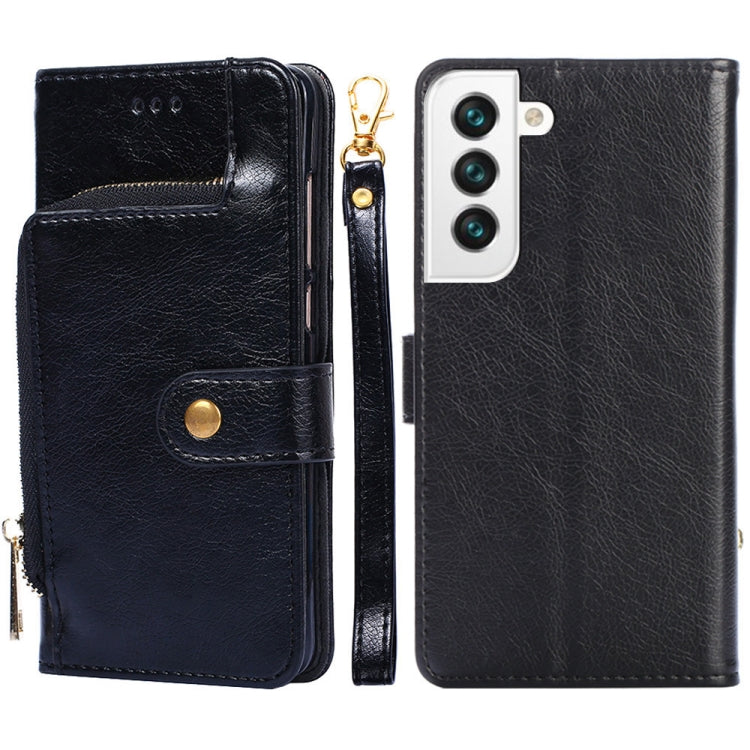 For Samsung Galaxy S22 5G Zipper Bag PU + TPU Horizontal Flip Leather Case with Holder & Card Slot & Wallet & Lanyard