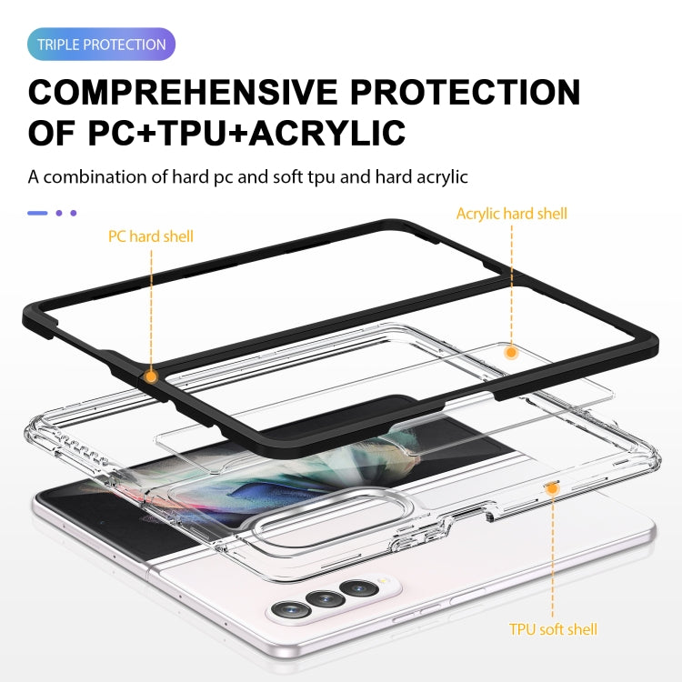 For Samsung Galaxy Z Fold3 5G Bright Series Clear Acrylic + PC + TPU Shockproof Case