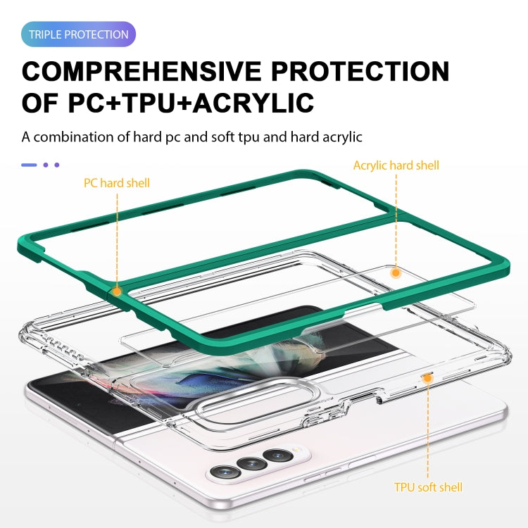 For Samsung Galaxy Z Fold3 5G Bright Series Clear Acrylic + PC + TPU Shockproof Case