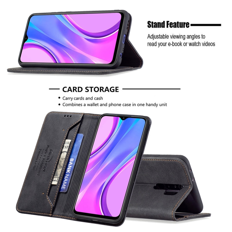 For Xiaomi Redmi 9 Magnetic RFID Blocking Anti-Theft Leather Case with Holder & Card Slots & Wallet