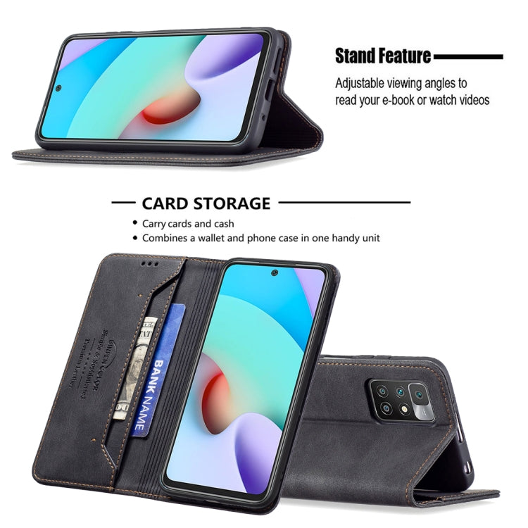 For Xiaomi Redmi 10 Magnetic RFID Blocking Anti-Theft Leather Case with Holder & Card Slots & Wallet