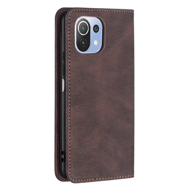 For Xiaomi Mi 11 Lite Magnetic RFID Blocking Anti-Theft Leather Case with Holder & Card Slots & Wallet