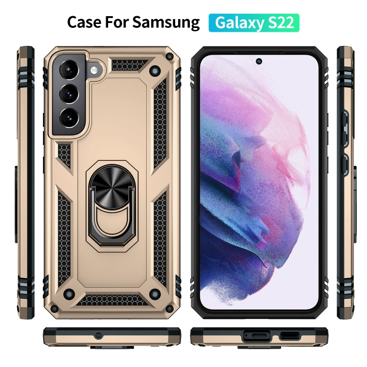 For Samaung Galaxy S22 5G Shockproof TPU + PC Protective Case with 360 Degree Rotating Holder