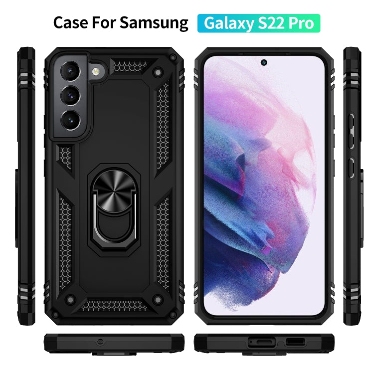 For Samaung Galaxy S22+ 5G Shockproof TPU + PC Protective Case with 360 Degree Rotating Holder