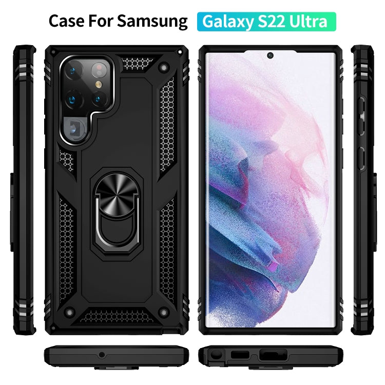 For Samaung Galaxy S22 Ultra 5G Shockproof TPU + PC Protective Case with 360 Degree Rotating Holder