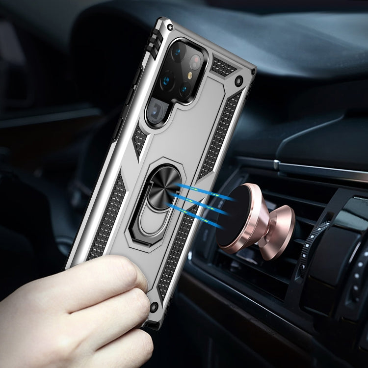 For Samaung Galaxy S22 Ultra 5G Shockproof TPU + PC Protective Case with 360 Degree Rotating Holder