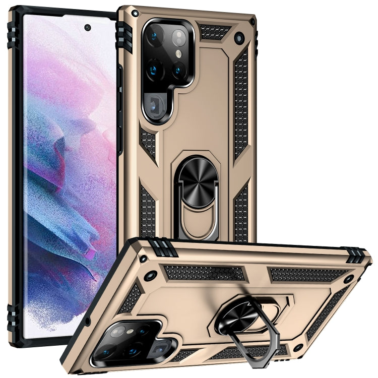 For Samaung Galaxy S22 Ultra 5G Shockproof TPU + PC Protective Case with 360 Degree Rotating Holder