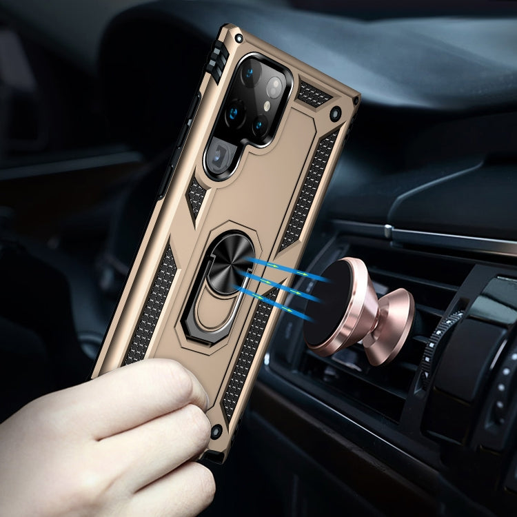 For Samaung Galaxy S22 Ultra 5G Shockproof TPU + PC Protective Case with 360 Degree Rotating Holder
