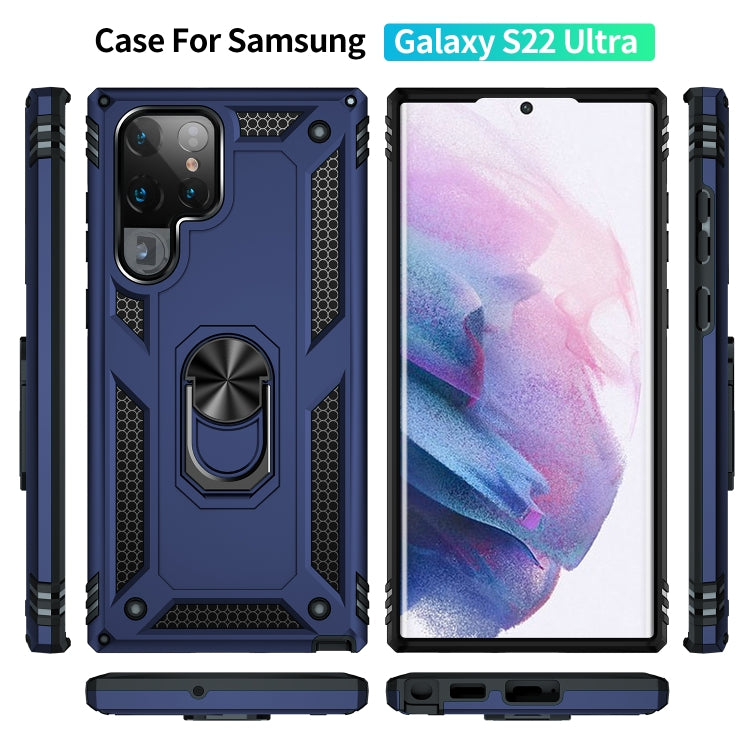For Samaung Galaxy S22 Ultra 5G Shockproof TPU + PC Protective Case with 360 Degree Rotating Holder