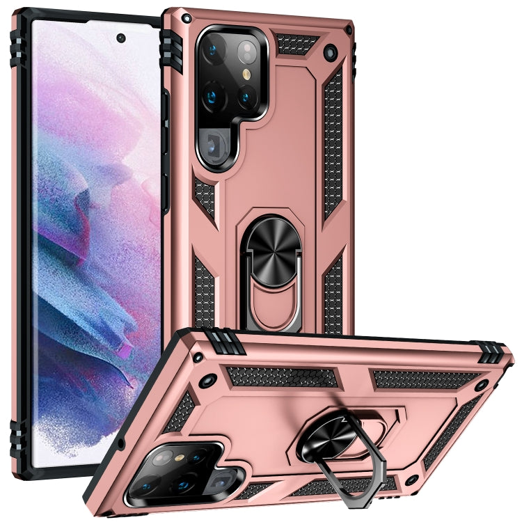 For Samaung Galaxy S22 Ultra 5G Shockproof TPU + PC Protective Case with 360 Degree Rotating Holder