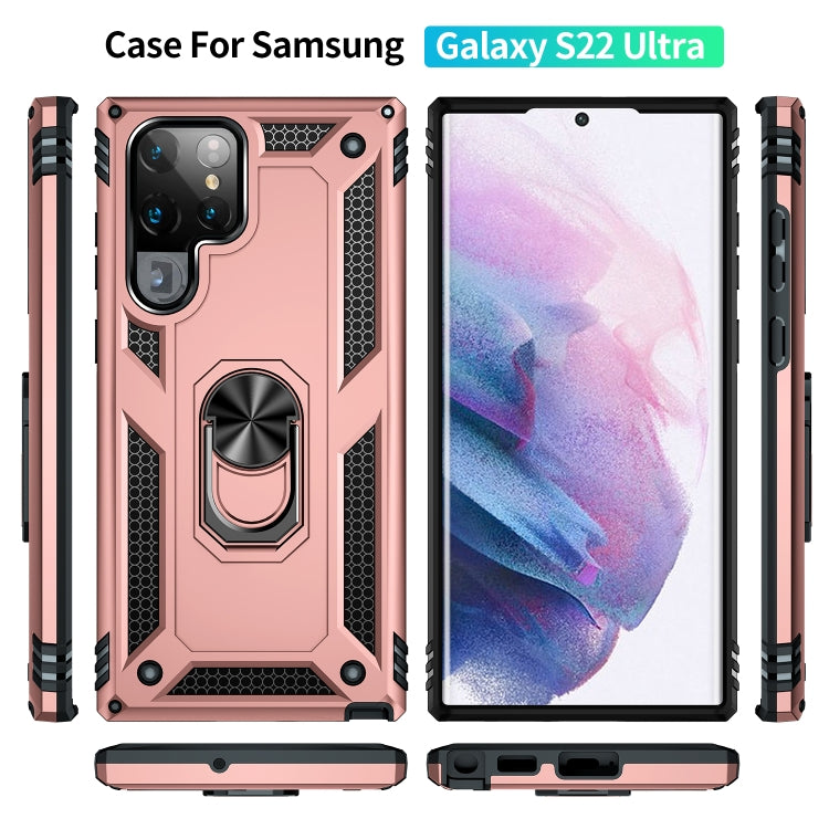 For Samaung Galaxy S22 Ultra 5G Shockproof TPU + PC Protective Case with 360 Degree Rotating Holder