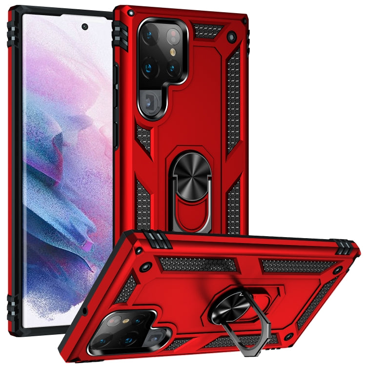 For Samaung Galaxy S22 Ultra 5G Shockproof TPU + PC Protective Case with 360 Degree Rotating Holder