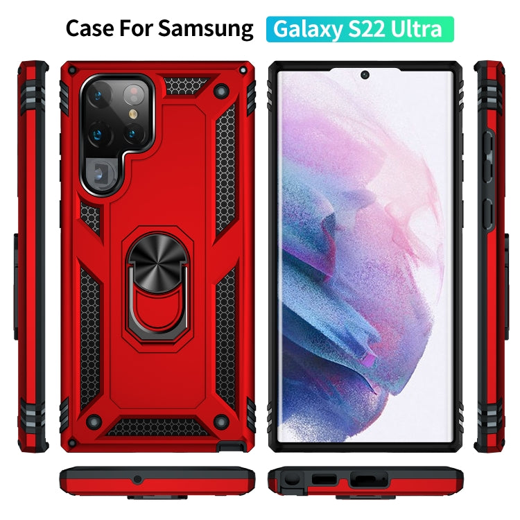 For Samaung Galaxy S22 Ultra 5G Shockproof TPU + PC Protective Case with 360 Degree Rotating Holder
