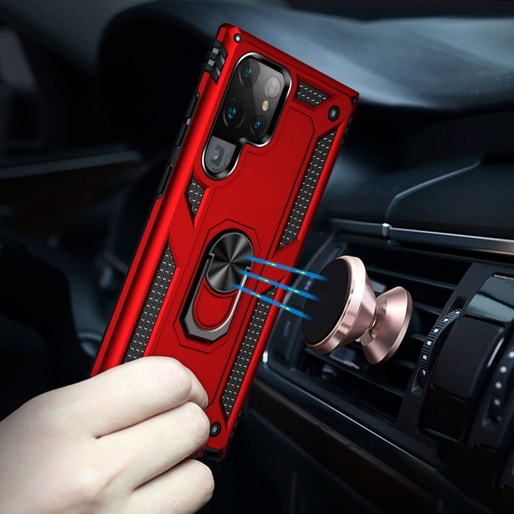 For Samaung Galaxy S22 Ultra 5G Shockproof TPU + PC Protective Case with 360 Degree Rotating Holder