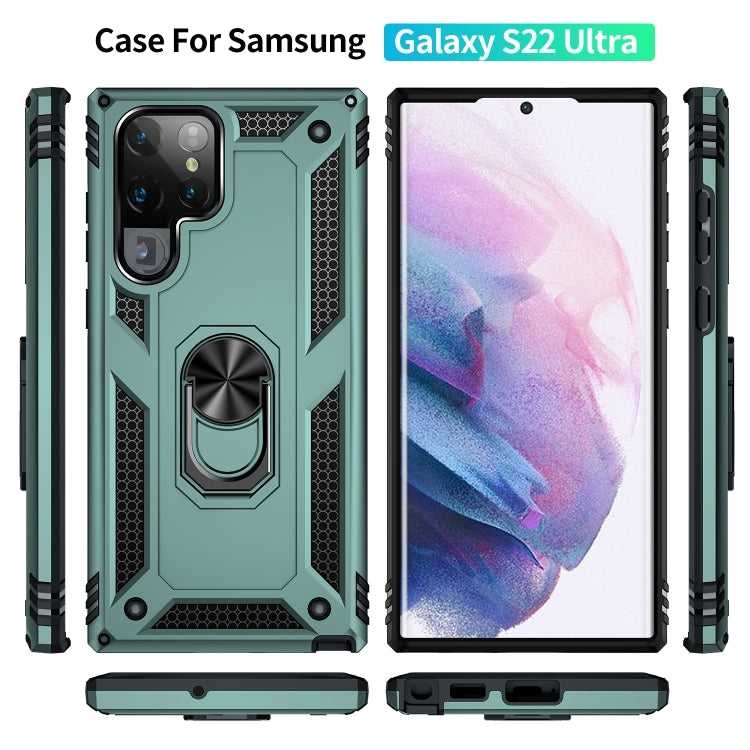 For Samaung Galaxy S22 Ultra 5G Shockproof TPU + PC Protective Case with 360 Degree Rotating Holder