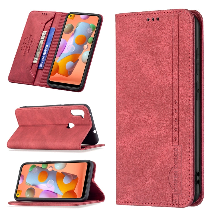 For Samsung Galaxy A11 / M11 Magnetic RFID Blocking Anti-Theft Leather Case with Holder & Card Slots & Wallet