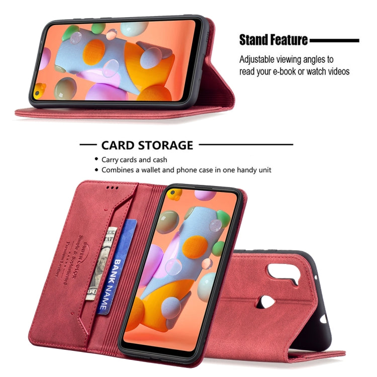 For Samsung Galaxy A11 / M11 Magnetic RFID Blocking Anti-Theft Leather Case with Holder & Card Slots & Wallet