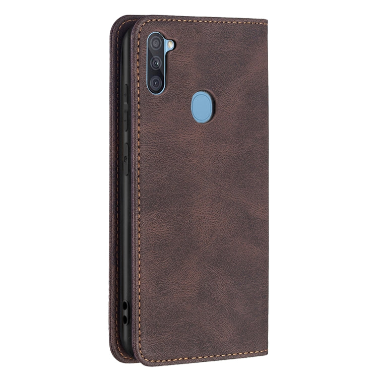 For Samsung Galaxy A11 / M11 Magnetic RFID Blocking Anti-Theft Leather Case with Holder & Card Slots & Wallet