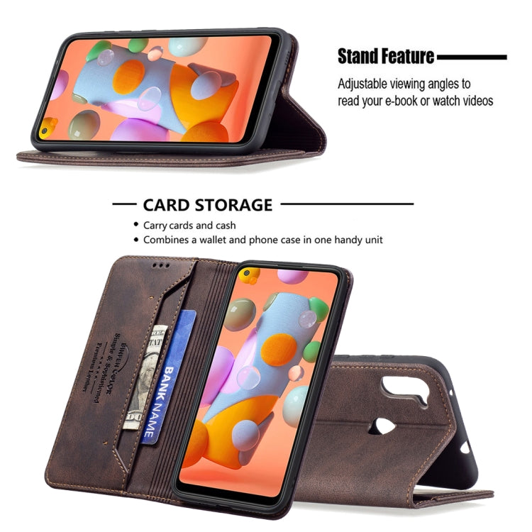 For Samsung Galaxy A11 / M11 Magnetic RFID Blocking Anti-Theft Leather Case with Holder & Card Slots & Wallet