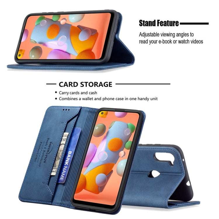 For Samsung Galaxy A11 / M11 Magnetic RFID Blocking Anti-Theft Leather Case with Holder & Card Slots & Wallet