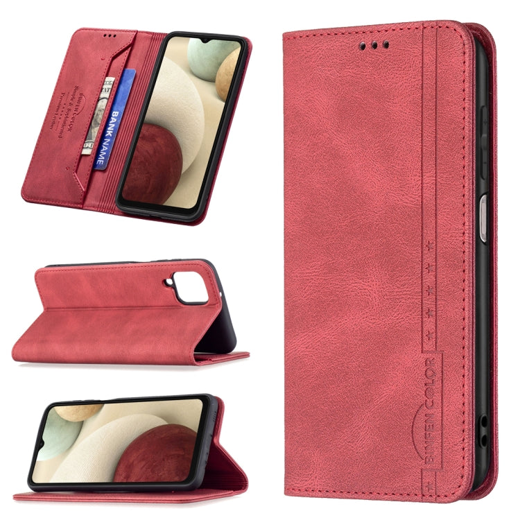 For Samsung Galaxy A12 Magnetic RFID Blocking Anti-Theft Leather Case with Holder & Card Slots & Wallet