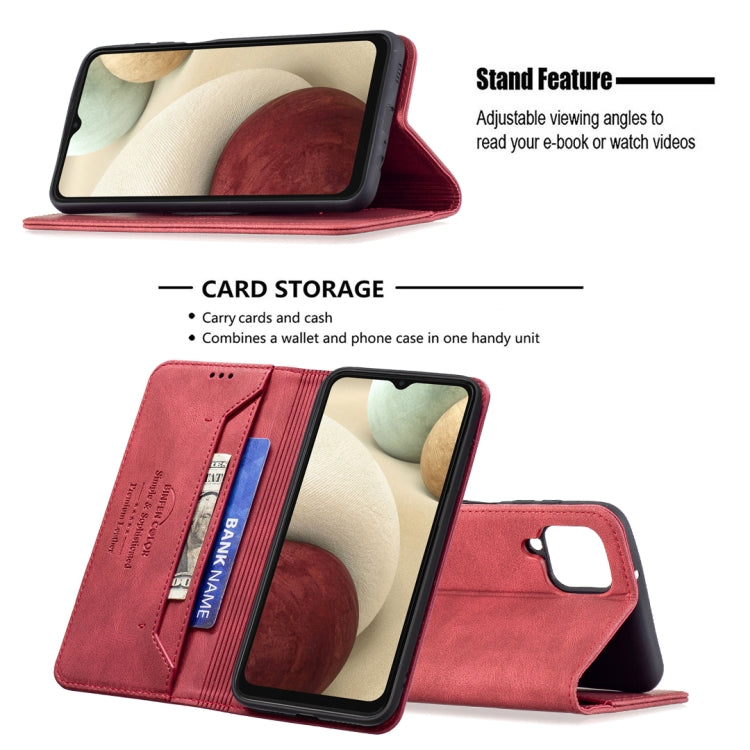 For Samsung Galaxy A12 Magnetic RFID Blocking Anti-Theft Leather Case with Holder & Card Slots & Wallet