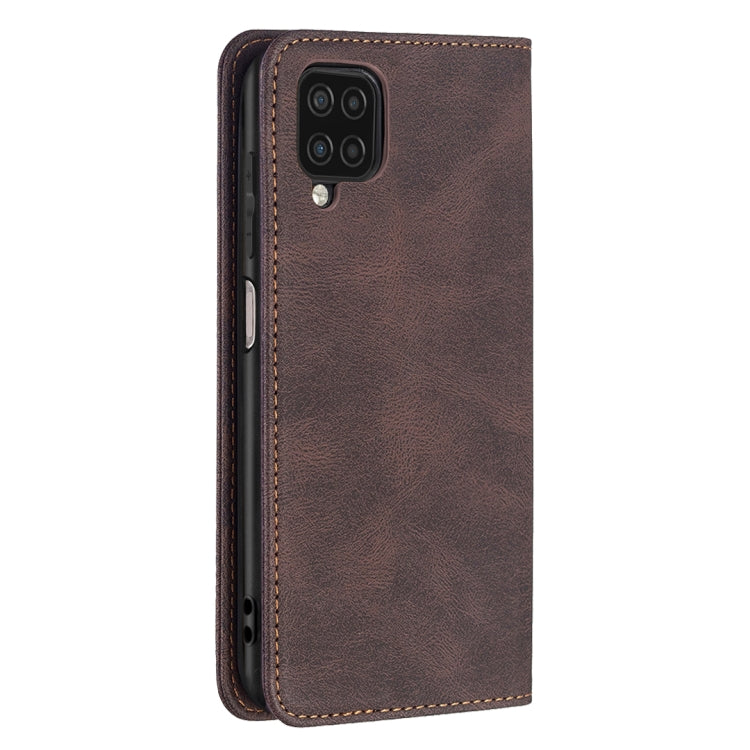 For Samsung Galaxy A12 Magnetic RFID Blocking Anti-Theft Leather Case with Holder & Card Slots & Wallet