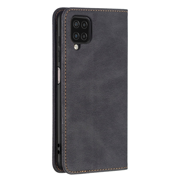 For Samsung Galaxy A12 Magnetic RFID Blocking Anti-Theft Leather Case with Holder & Card Slots & Wallet