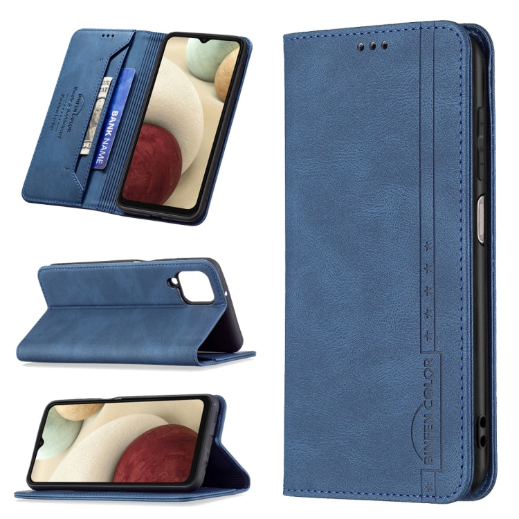 For Samsung Galaxy A12 Magnetic RFID Blocking Anti-Theft Leather Case with Holder & Card Slots & Wallet