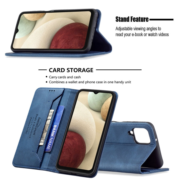 For Samsung Galaxy A12 Magnetic RFID Blocking Anti-Theft Leather Case with Holder & Card Slots & Wallet