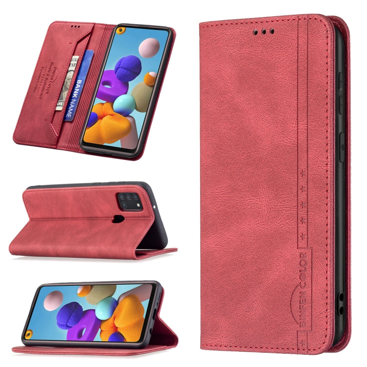 For Samsung Galaxy A21s Magnetic RFID Blocking Anti-Theft Leather Case with Holder & Card Slots & Wallet
